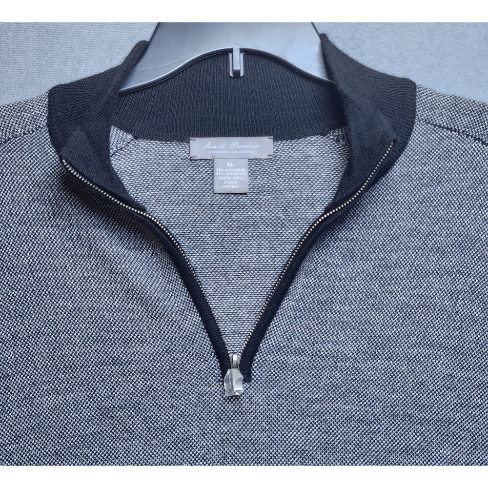 Daniel Cremieux 1/4 Zip‎ Pullover Sweater Mens Size XL Merino Wool Blend Black